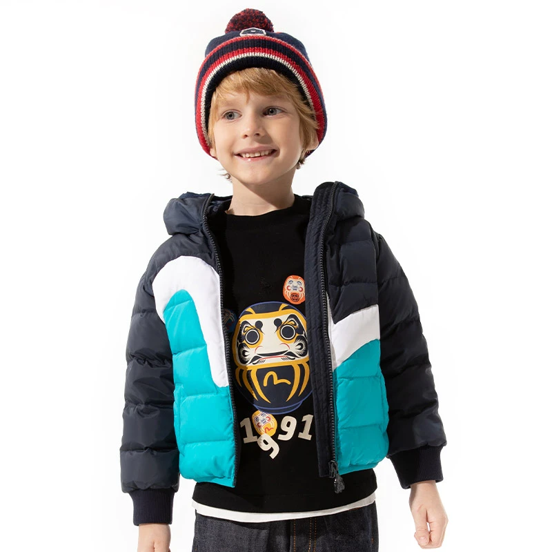 EVISUKIZZU秋冬童装佛头印花标志刺绣海鸥羽绒服外套男女童冬季