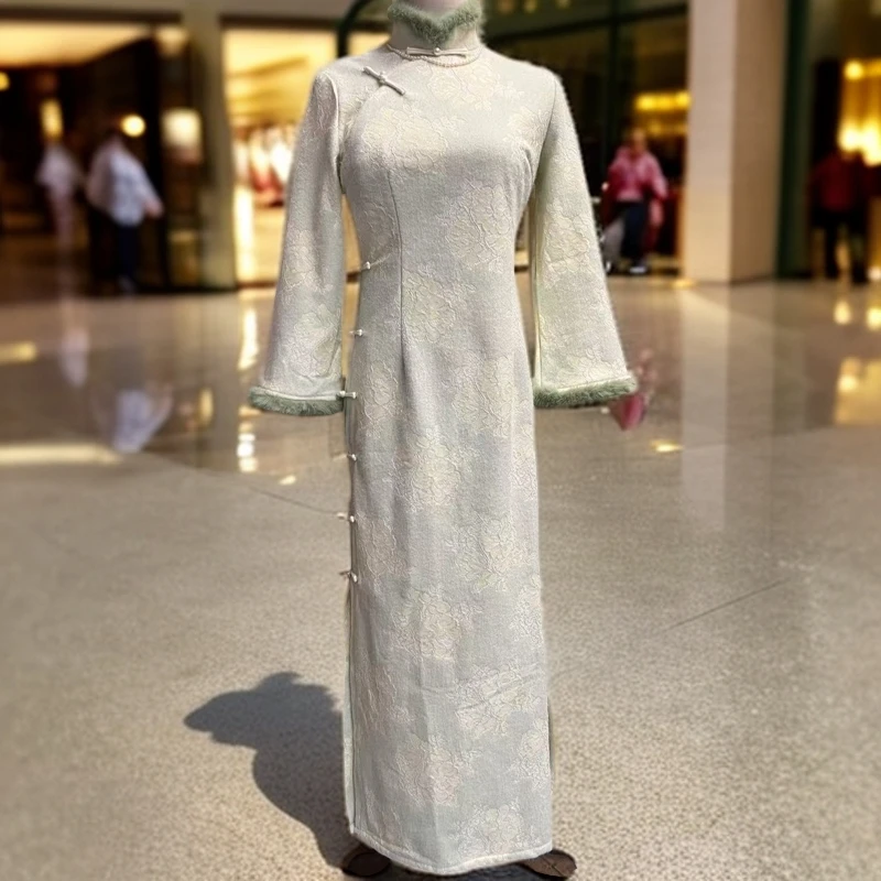 新中式旗袍女秋冬2024新款加绒显白年轻款气质国风冬季长袖