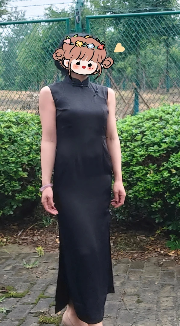 (玄女 )2024 全开襟纯黑传统有省旗袍复古无袖修新中式身日常气质