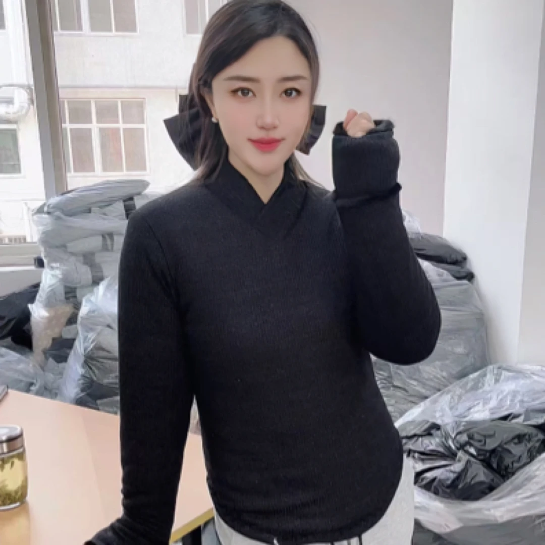新款小高领黑色修身弹力套头款棉花棉袄