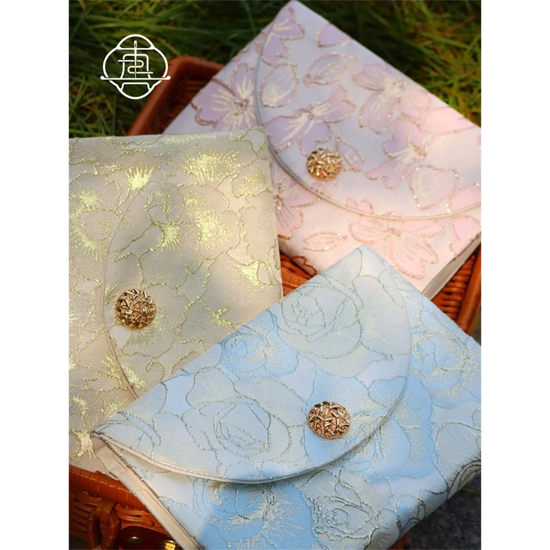 真我 闪金三折 国风织金手工布书衣套装A5A6手帐本记事本封套文创