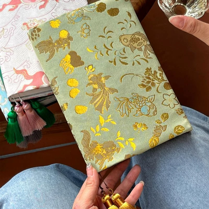 真我制 金鱼新宋锦 非遗桑蚕丝手工手账手帐本布书衣日记A5A6笔记