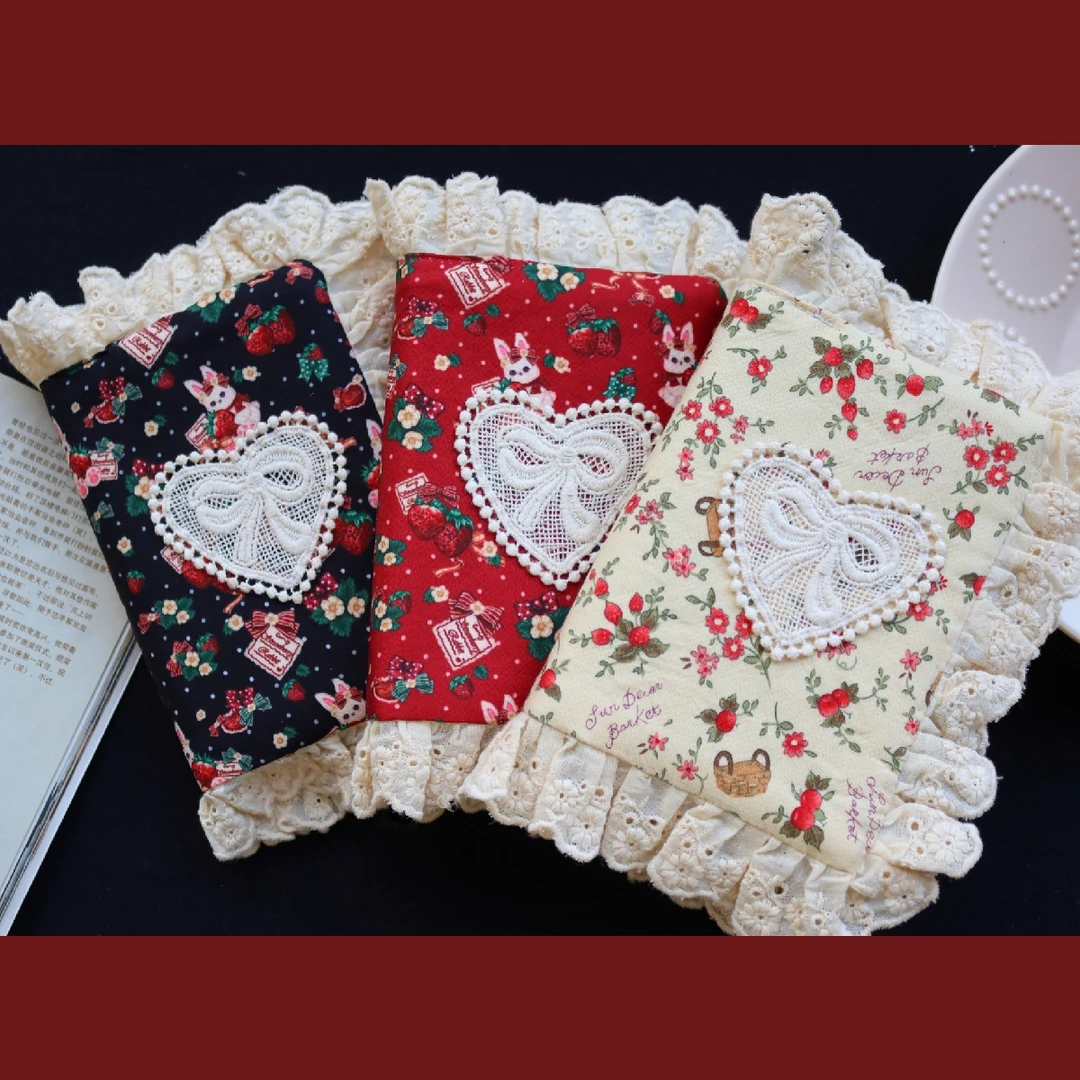 真我 野餐日。日系复古手工花边布书衣 手账本A5A6手帐封套笔记本