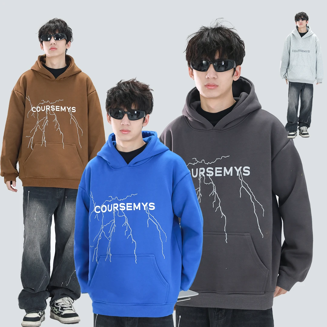 COURSEMYS聪明陈 580克baby绒国潮牌情侣美式卫衣宽松bf风帽衫男