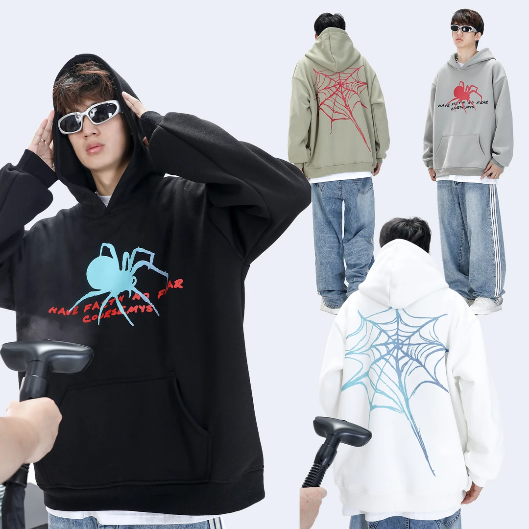 COURSEMYS聪明陈 520克重磅设计感温变连帽卫衣clean fit宽松外套