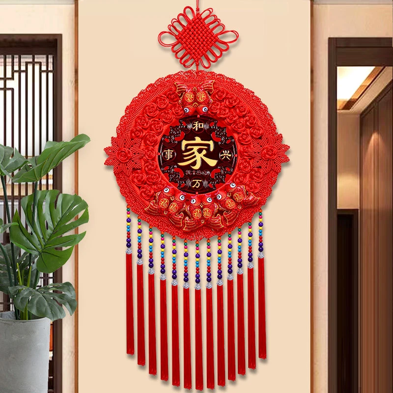 新款中国结圆形挂件福字客厅中式编织乔迁结婚喜庆工艺悬挂大气