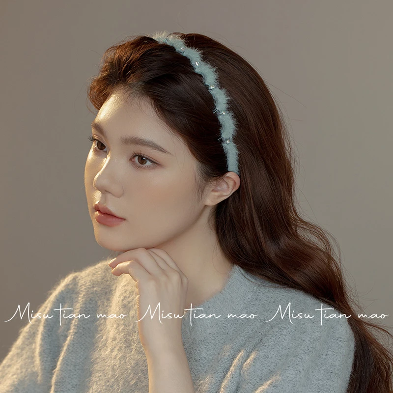 发箍女款秋冬毛绒高级感轻奢压发头箍带齿防滑高颅顶波浪发卡头饰