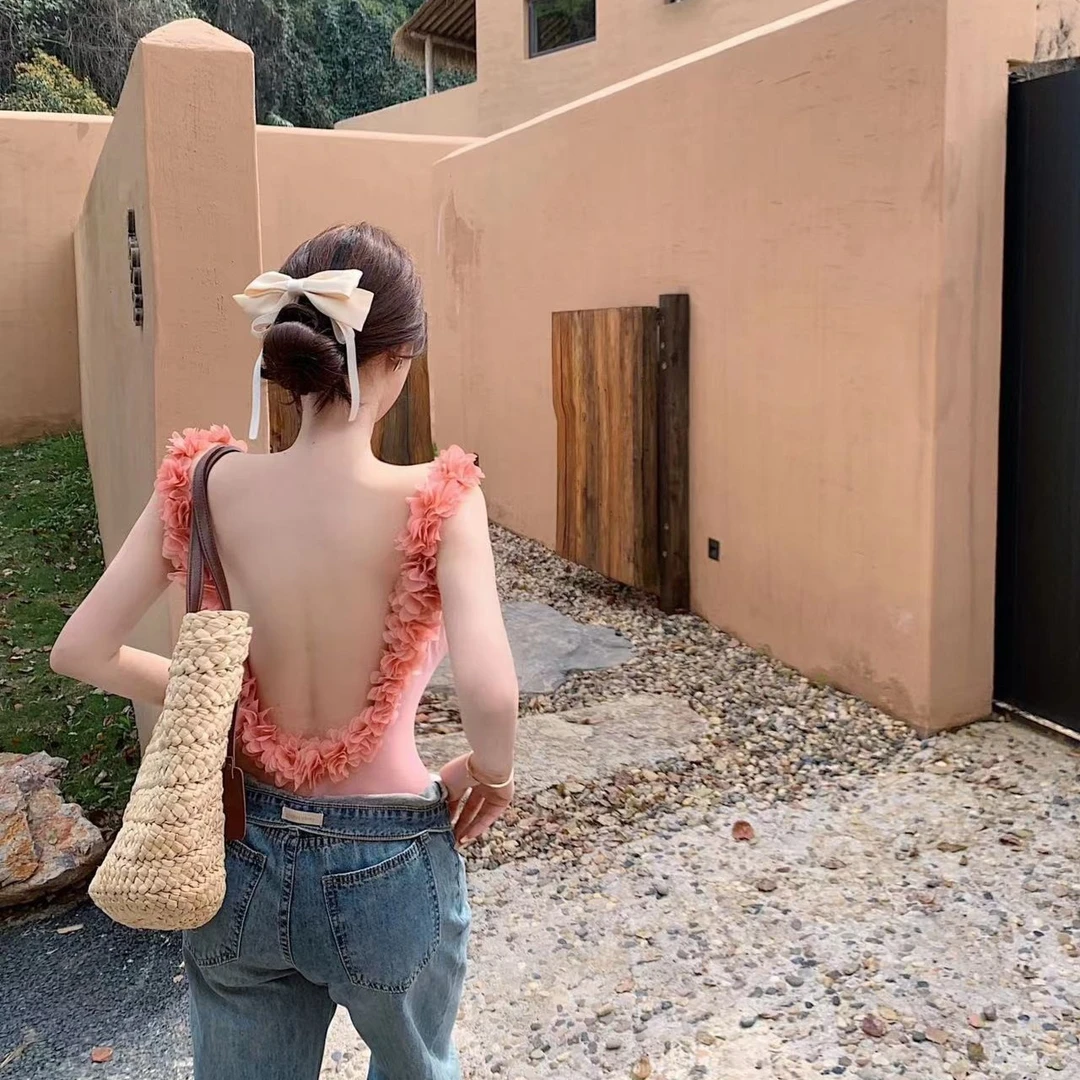 EDOFISH【初熟水仙】网红款无袖夏季短款性感露背韩版纯欲风泳衣