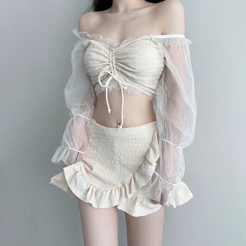 EDOFISH【云朵奶酥】少女性感分体纯欲风保守显瘦度假温泉泳衣女