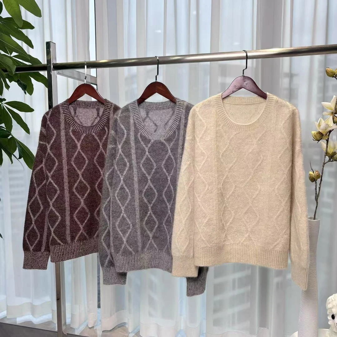 2024秋冬新款【炸总精选】纯羊绒圆领纯色简约款套头拉毛L173