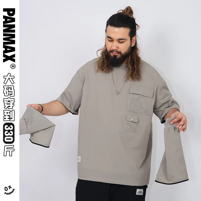 PANMAX/潘·麦克斯春夏多口袋男上衣大码户外休闲舒适情侣复古宽松