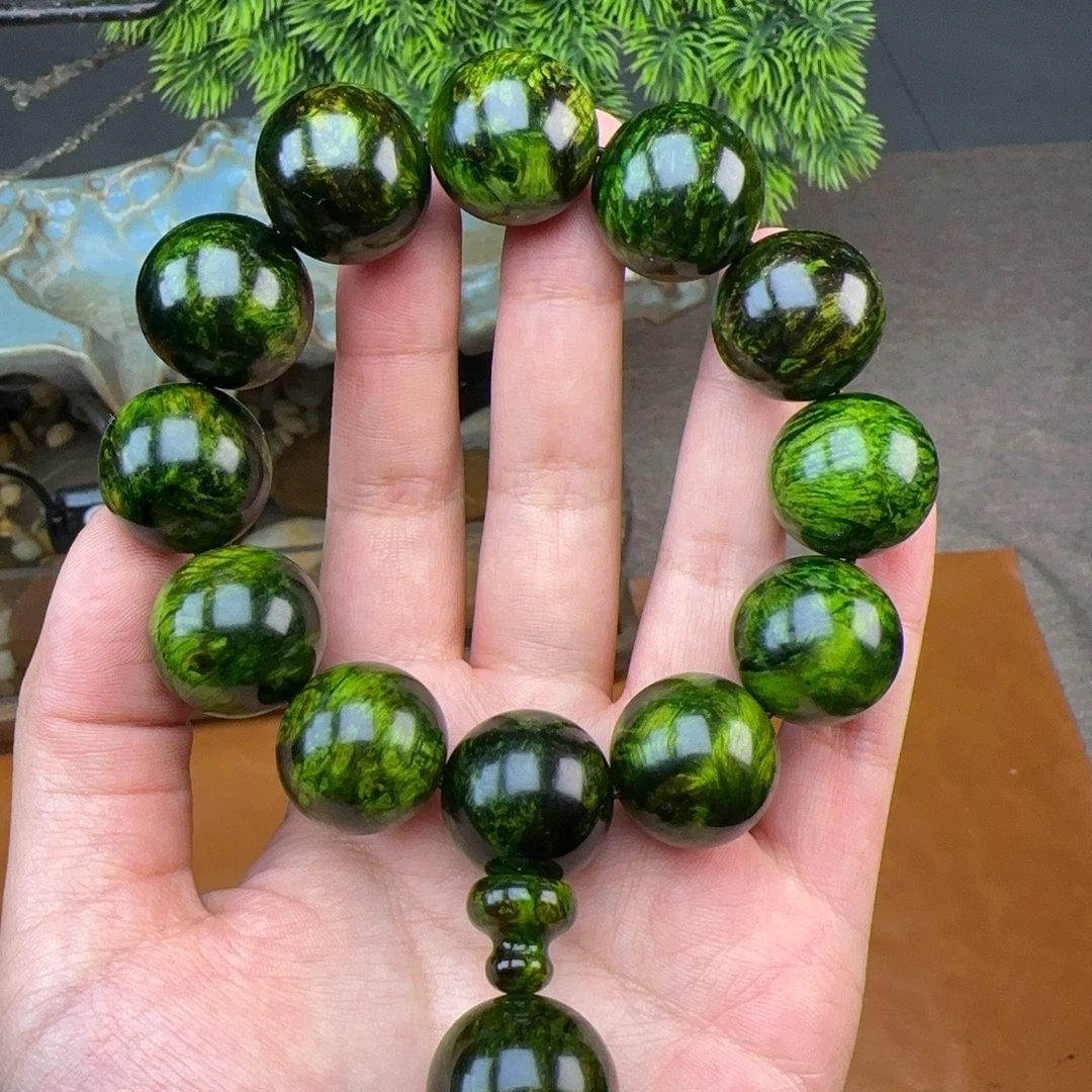 214手串水墨丹青精品琥珀木2.0