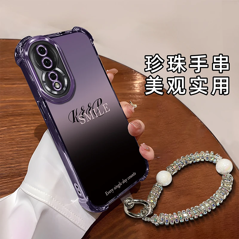 适用于【华为】荣耀80新款时尚简约渐变英文防摔硅胶手机壳