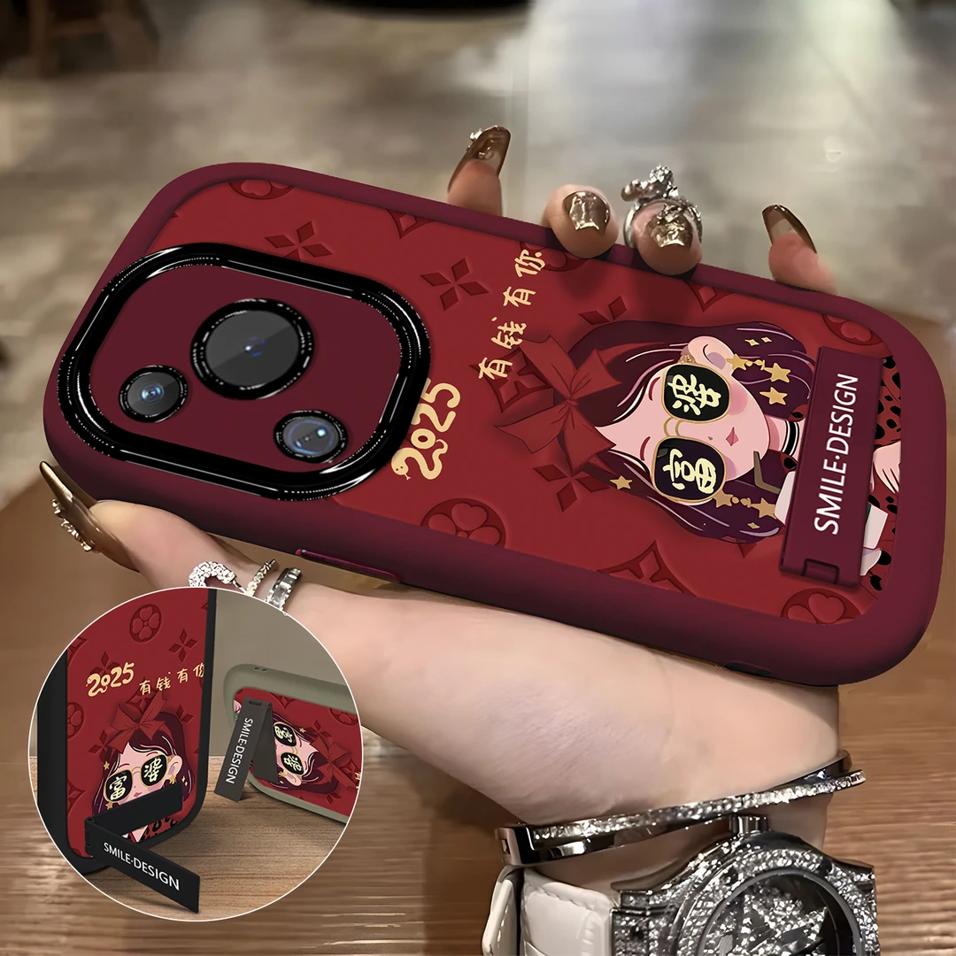 适用于【华为】Pura70Pro新款潮流新年安可拉红富婆时尚防摔手机壳