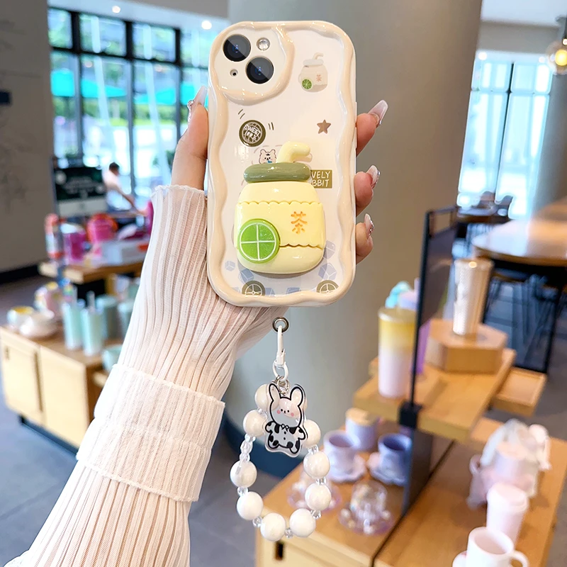 【苹果/华为荣耀/OPPO/VIVO/小米】手打柠檬茶可爱创意奶油纹手机壳