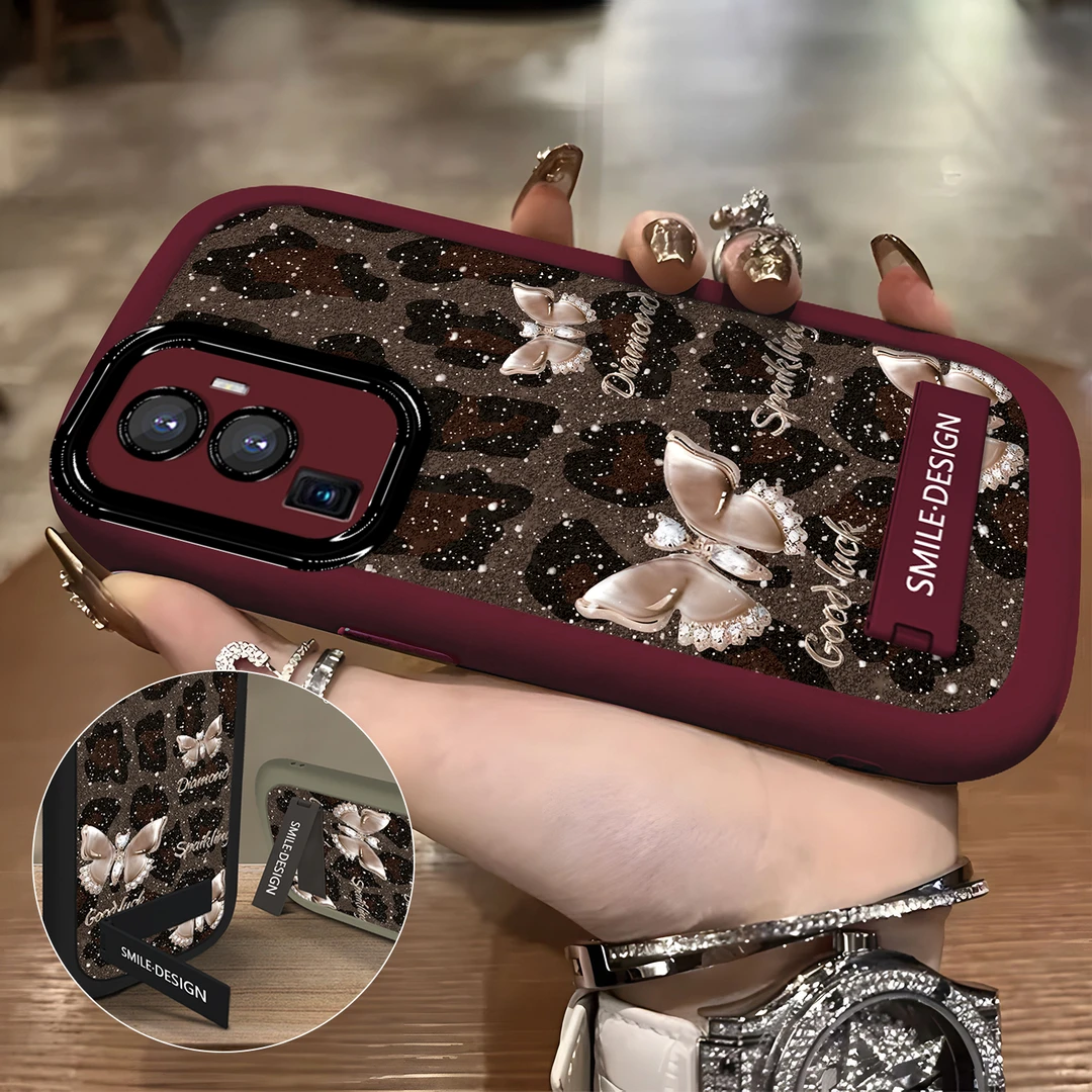 适用于【OPPO】Reno10Pro新款个性时尚高级感豹纹蝴蝶防摔手机壳