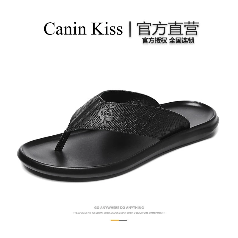 法国Canin Kiss官方正品高档人字拖头层牛皮男款奢侈品防滑凉拖鞋