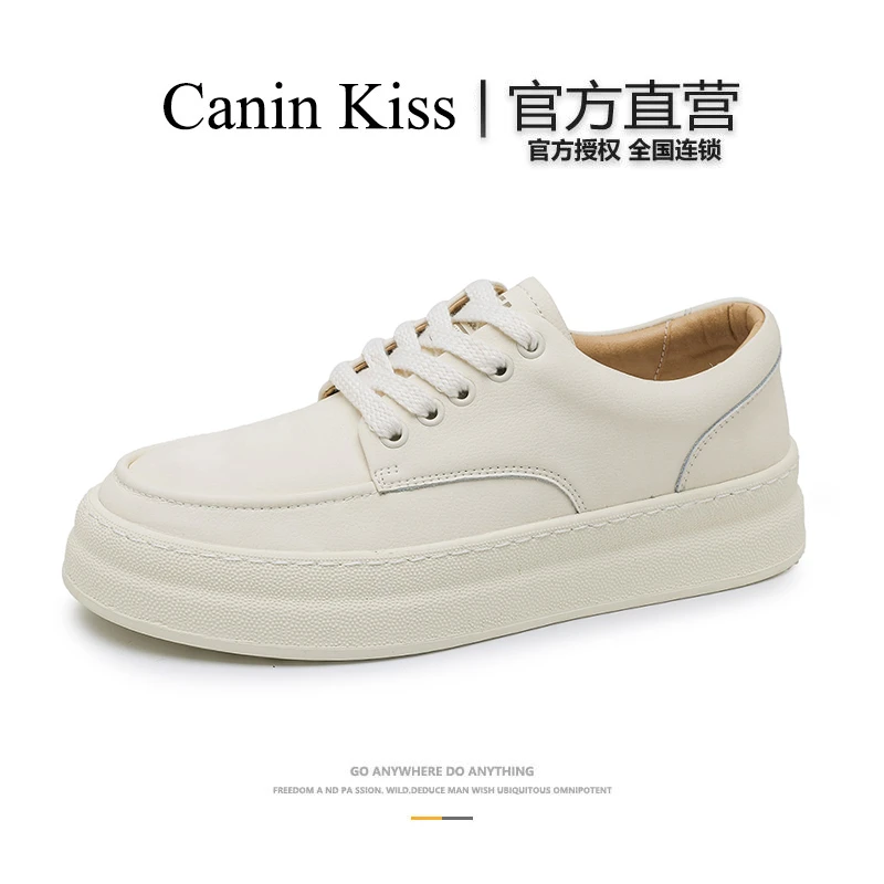 法国Canin Kiss正品时尚百搭小白鞋潮鞋男士透气厚底休闲运动板鞋
