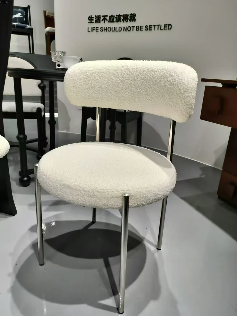 不锈钢餐椅凳子羊羔绒