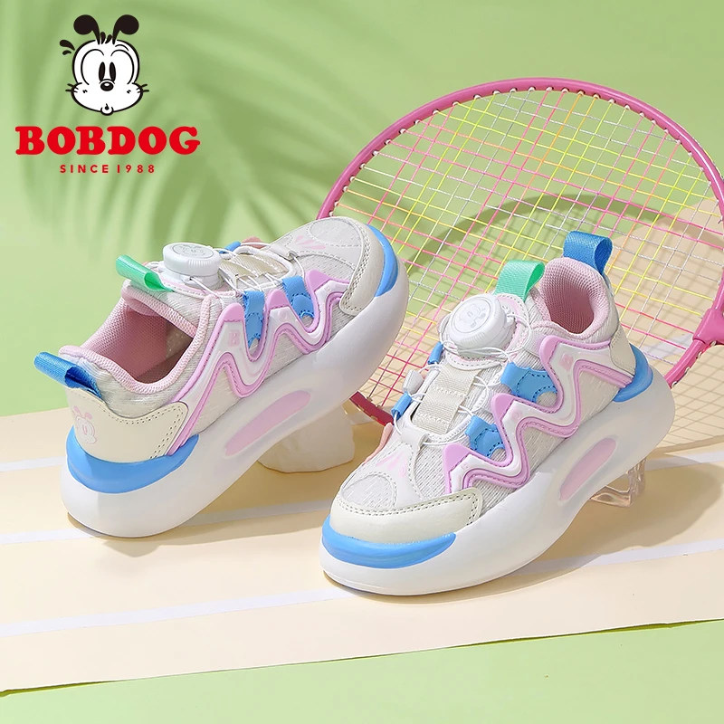 Bobdog/巴布豆23春夏季中大童鞋旋钮运动鞋儿童女童休闲DE871137