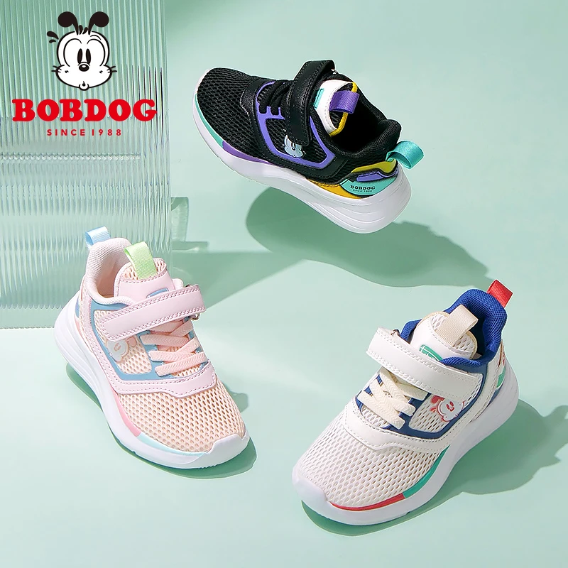 Bobdog/巴布豆夏季单网运动轻跑鞋女童儿童休闲透气男童DE861170