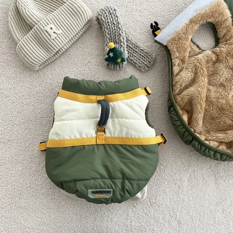 宠物棉衣加厚款可牵引狗狗衣服泰迪猫咪比熊贵宾小型犬博美秋冬装