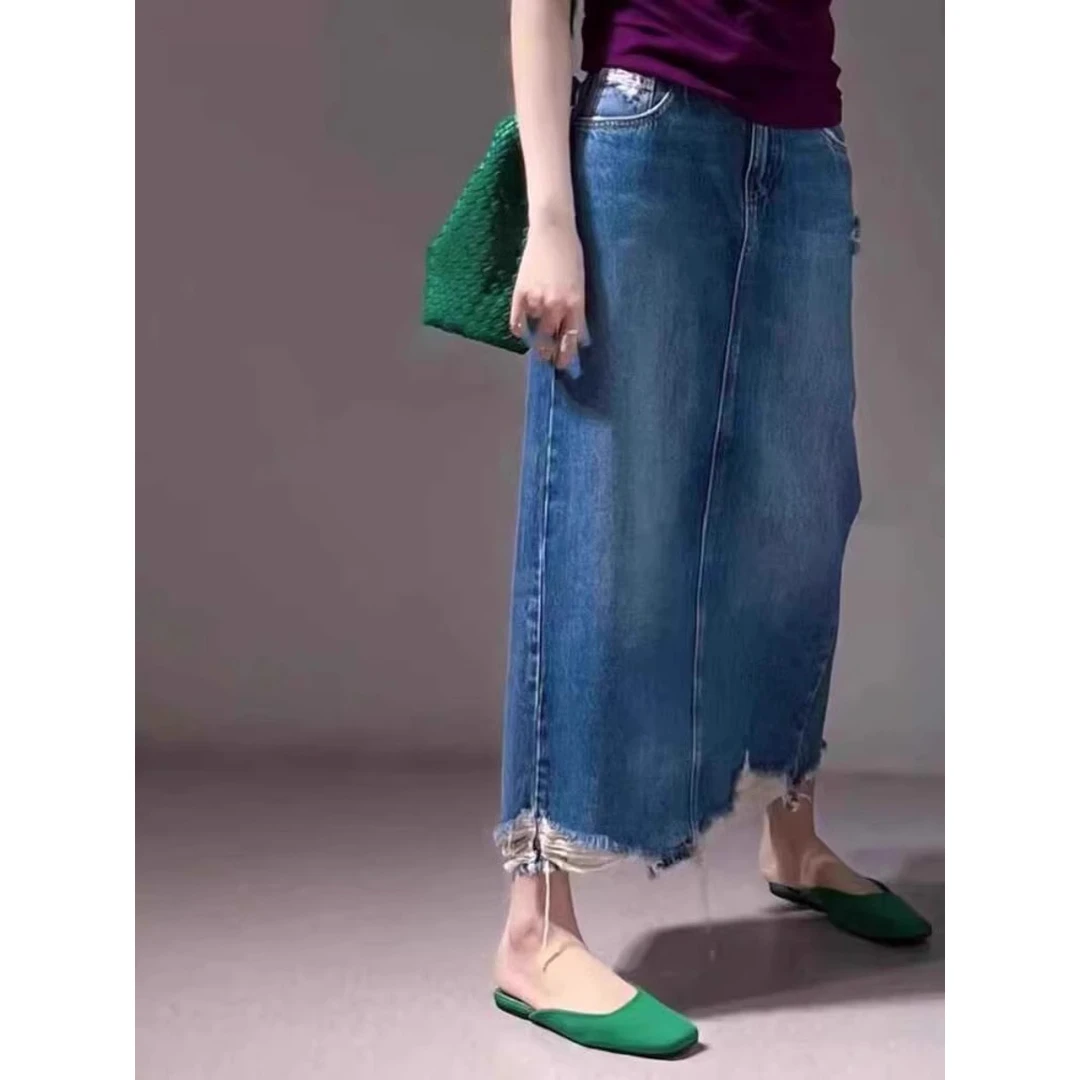 美式复古设计感小众直筒半身裙小个子春夏爆款遮胯显瘦A字裙2025