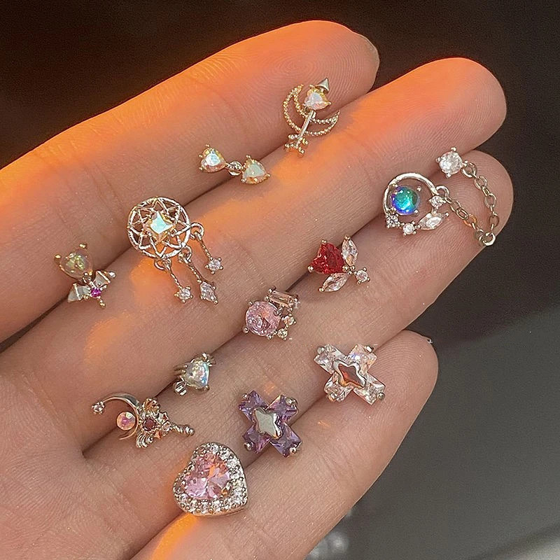 精致耳蜗钉小巧迷你养耳超仙高级感可爱美式锆石螺丝耳钉耳骨钉