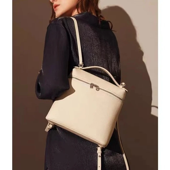 韩版饭盒包ins风双肩包女软皮大容量高级感简约学院风背包