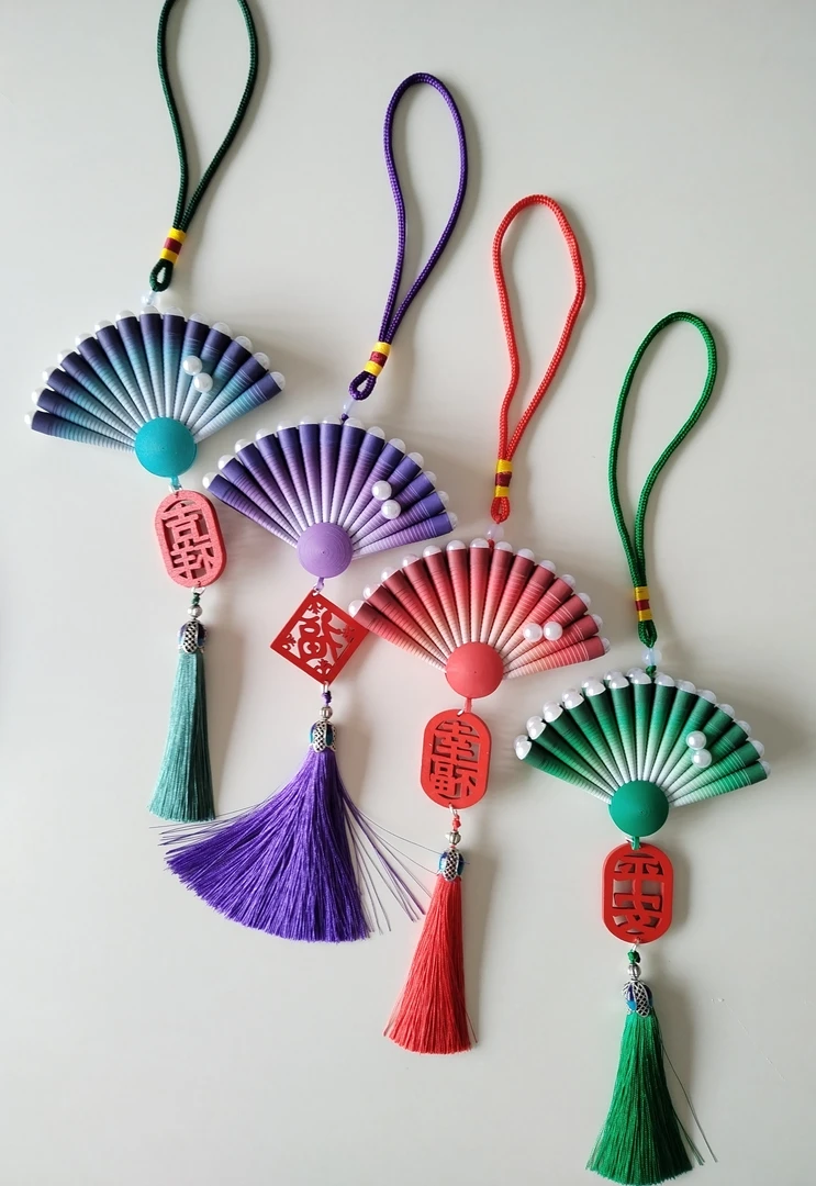 纯手工衍纸扇形珠扇挂饰（挂牌可备注）墙上装饰品