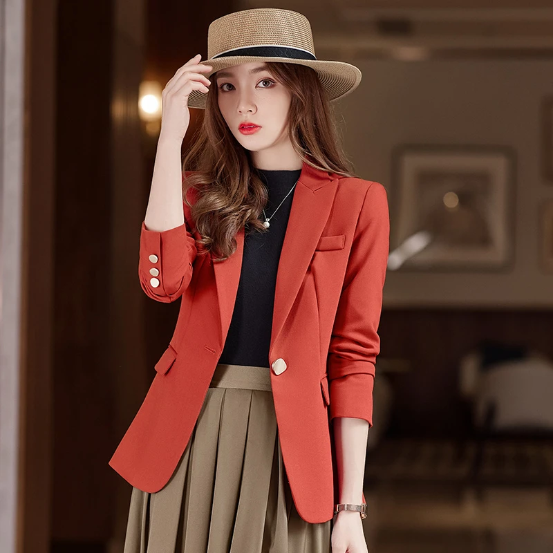 米白色西装外套女修身时尚上衣春季2024新款休闲网红洋气小西服