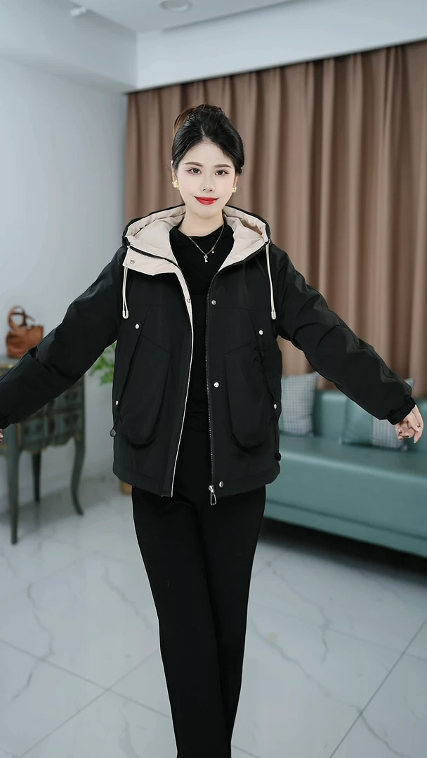 新款气质显瘦加绒保暖冬款大码外套时尚款