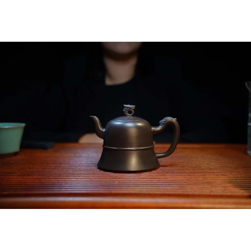 黑朱泥龙腾金钟紫砂壶喝茶必备【华】