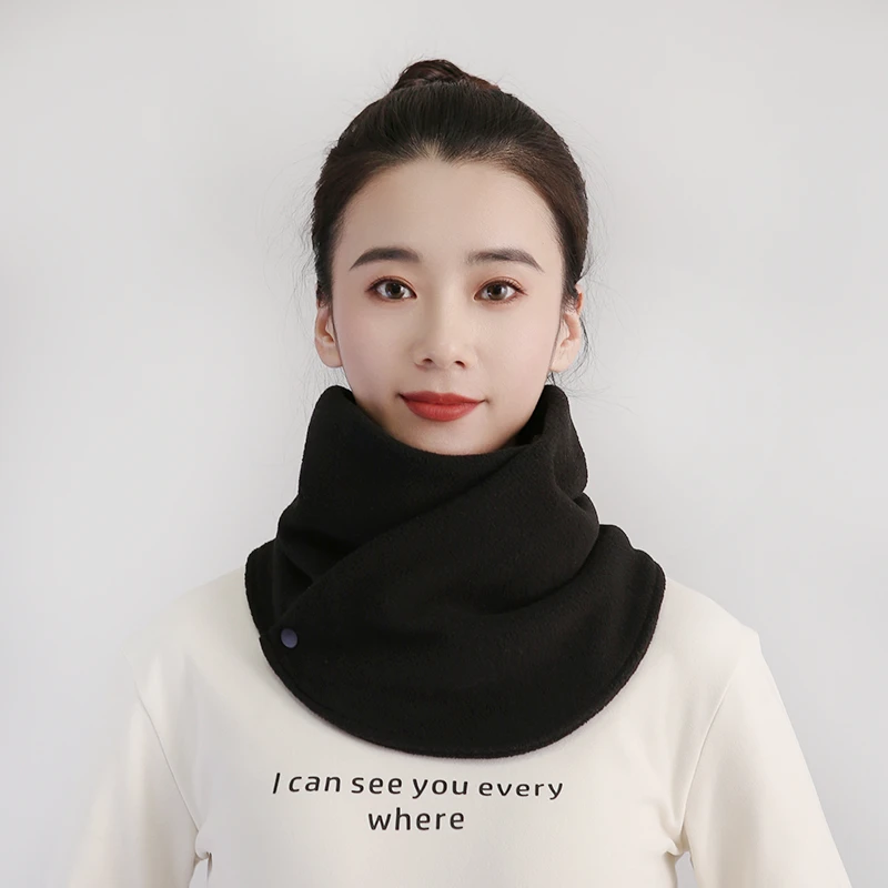 围巾女春秋季摇粒绒保暖脖套百搭护颈神器可拆卸防寒纯色时尚围巾
