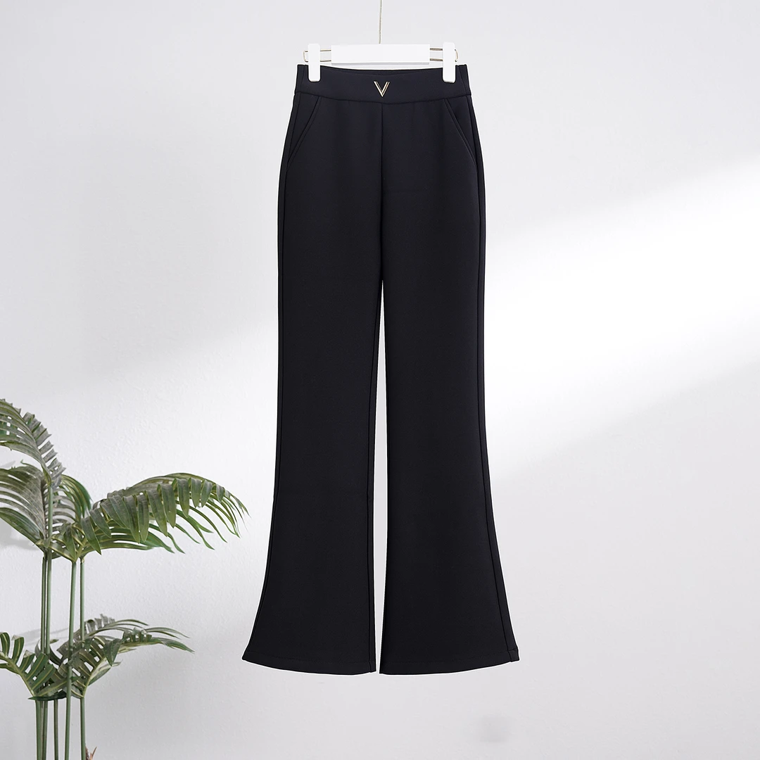 【秋冬新款】法式轻奢小众时尚洋气气质百搭休闲微喇裤BQ5114裤长96