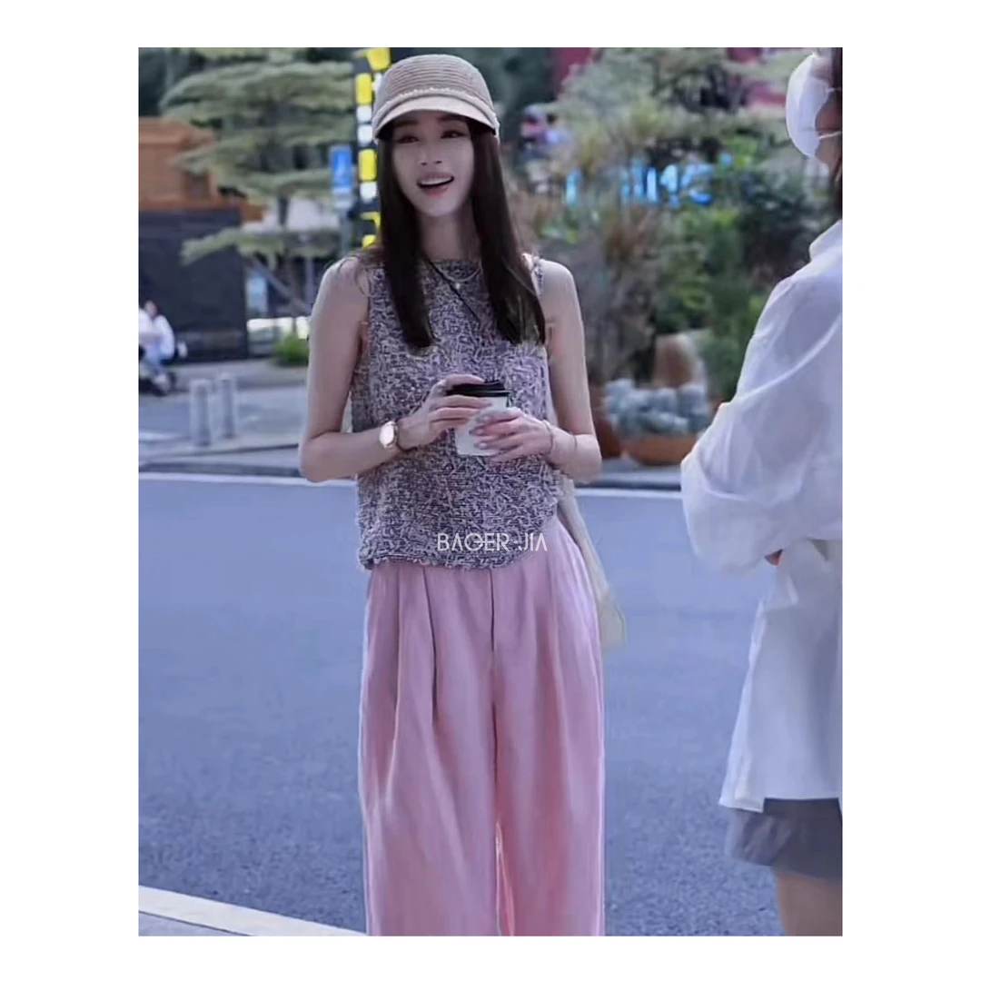 1-【辣妹裤】宝儿家BC35224204夏季穿搭新款韩版时尚透气亚麻休闲裤