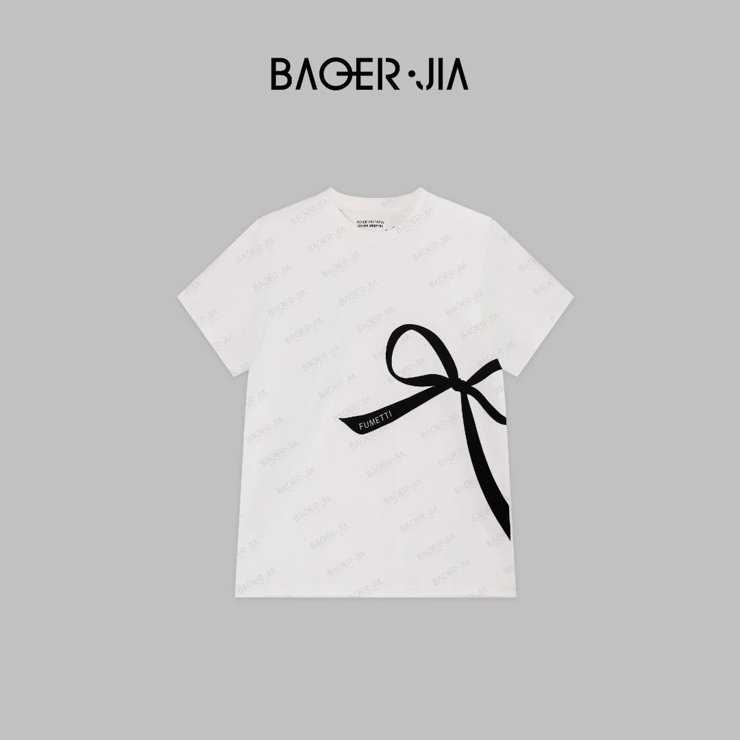 1-【甜美女孩】宝儿家BL44524205夏季新款时尚植绒印花减龄圆领T恤