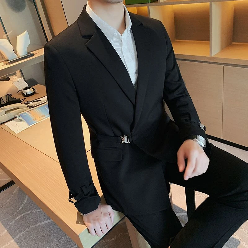 休闲西装男士韩版潮流高级感炸街痞帅潮牌设计感小众西服外套