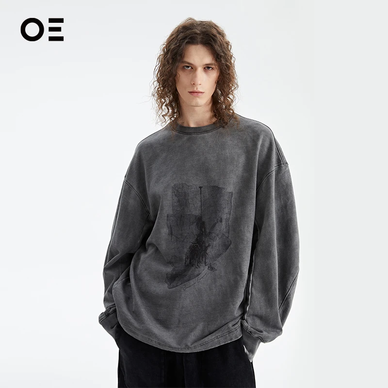OE｜Organic Emotion水洗数码印花卫衣廓形暗黑重磅秋长袖卫衣HH57