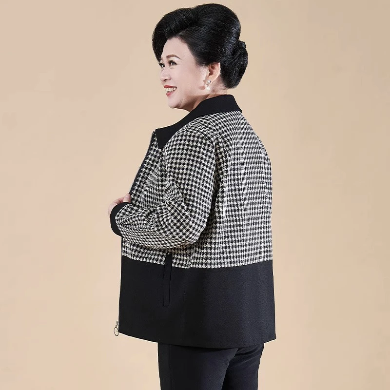 胖妈妈大码春秋装外套洋气高贵加肥加大夹克上衣200斤中老年女装