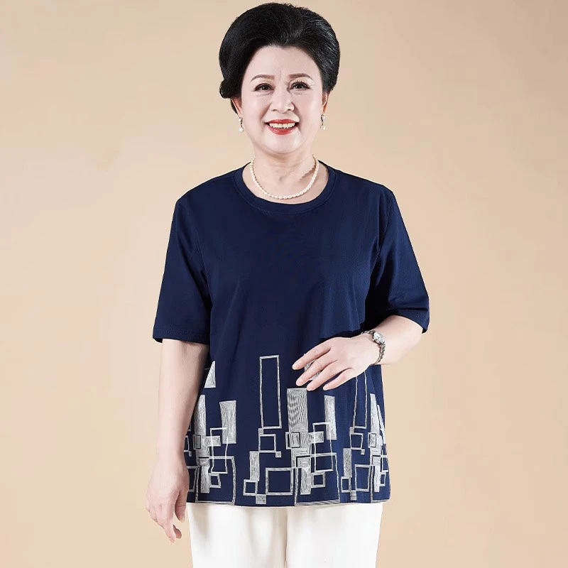 吸汗纯棉t恤胖妈妈夏装短袖中老年女加肥加大码宽松遮肚上衣200斤