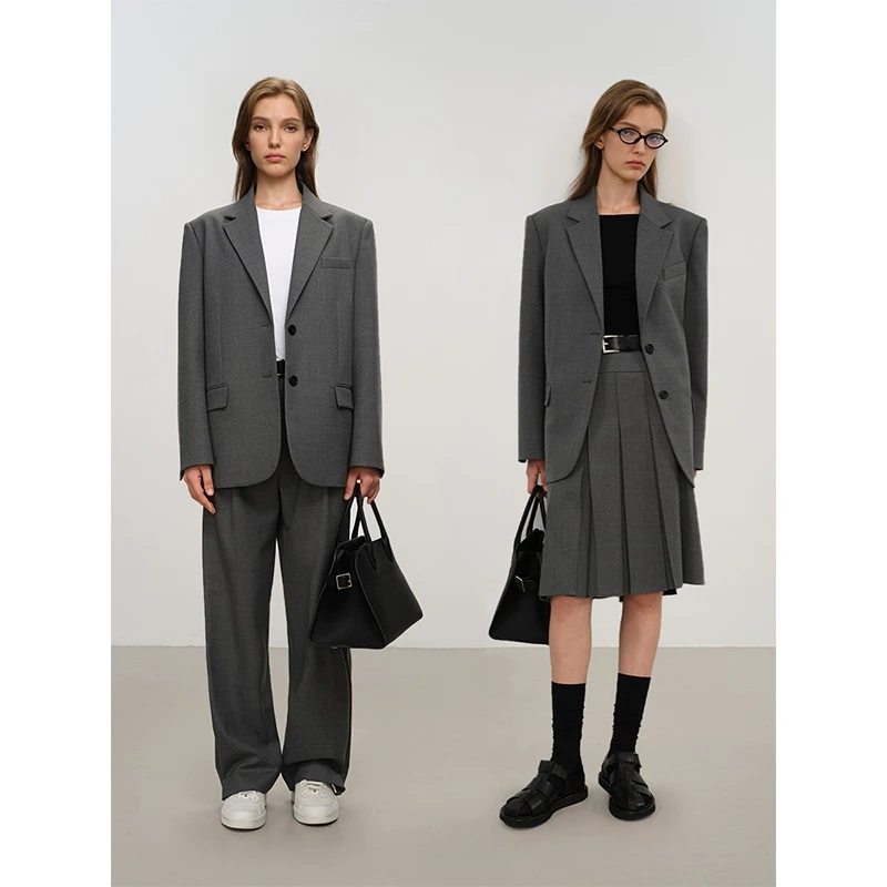 CHICJANE池简进口澳毛/M1U式知识分子风西服外套 半身裙/西裤套装