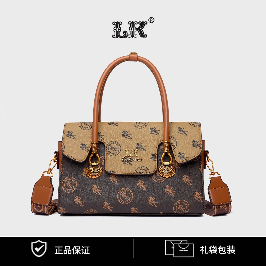 【高18宽29厚10 】印花手提包韩版流行百搭单肩斜挎包191马车棕