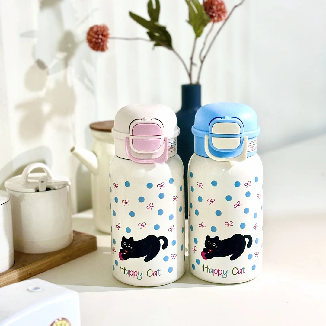 新款双饮316不锈钢保温杯高颜值杯子学生便携带手提波点水杯男女