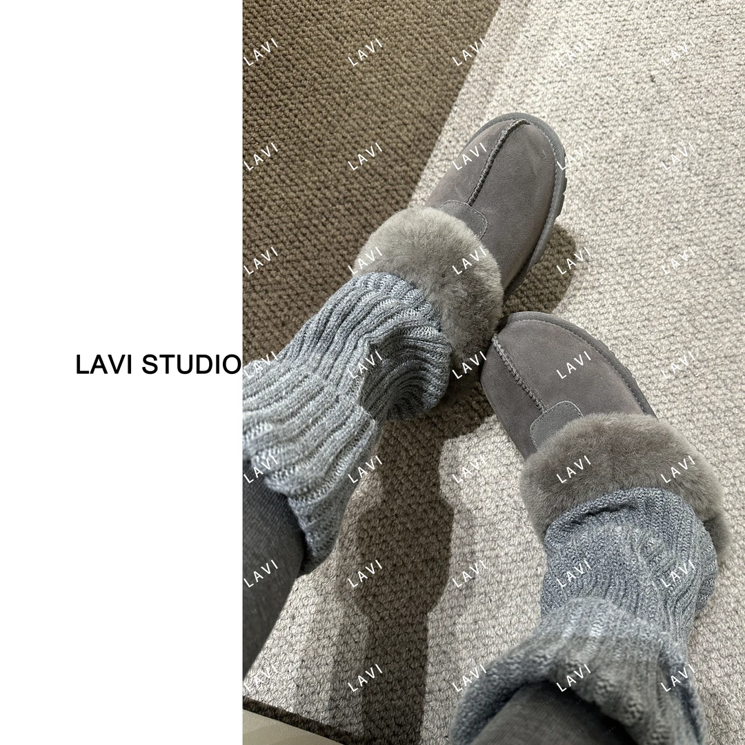 LAVI STUDIO 加绒防滑保暖时尚秋冬季皮毛一体毛毛鞋 1015125