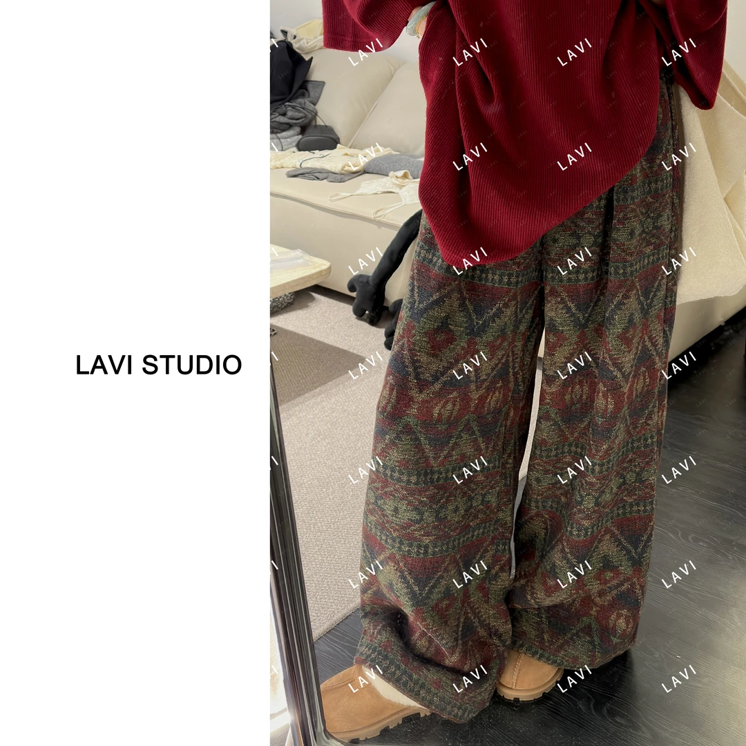 梦回波西米亚 宽松时尚编织图案民族风休闲裤2645