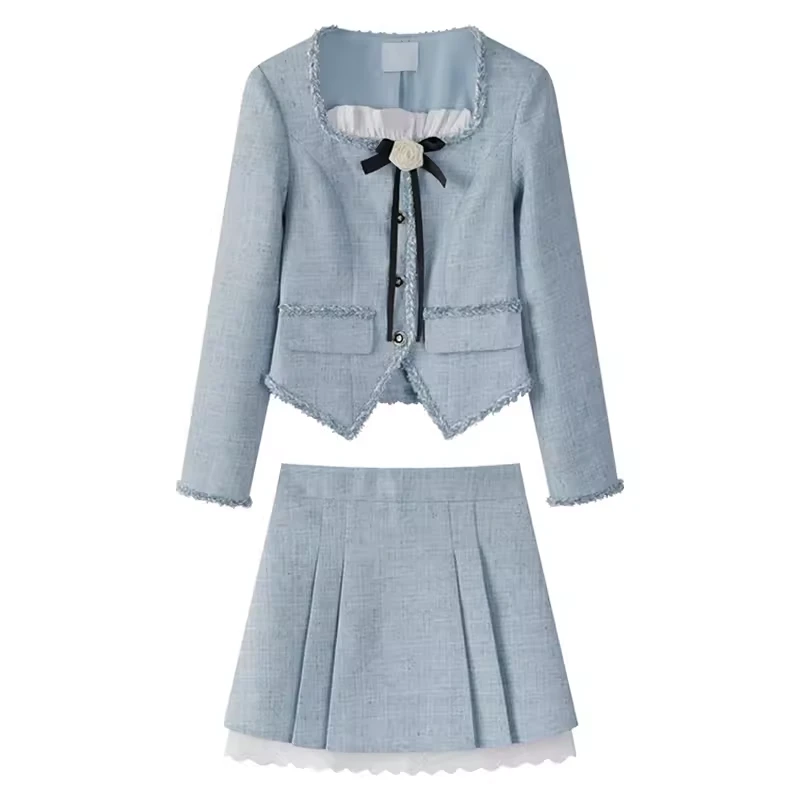 【现货专场】千金小香风套装裙女设计感小个子名媛两件套T3091103