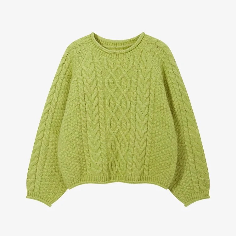 羊城故事-复古纹理肌理感软糯毛衣蓬松显白圆领上衣Y41147431