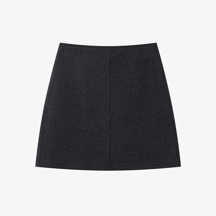 羊城故事-毛呢长半裙纯色显瘦短裙开叉高腰A字长款半身裙197HJ