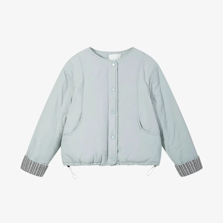 羊城故事-彩色系加绒加厚棉服条纹撞色拼接外套小个子棉衣27156